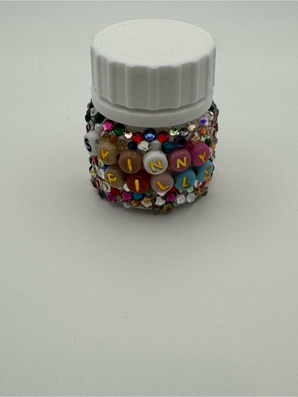 Hand Crafted Multi-Color Beaded 'Skinny Pills' Decorative Jar